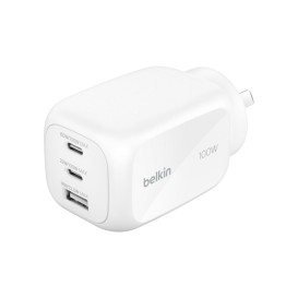 Chargeur secteur Belkin GaN 100W 3 ports adaptateur voyage - Noir photo 1