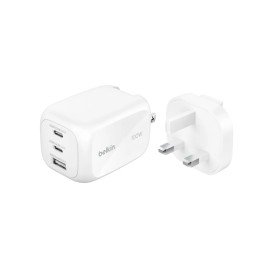 Chargeur secteur Belkin GaN 100W 3 ports adaptateur voyage - Noir photo 3