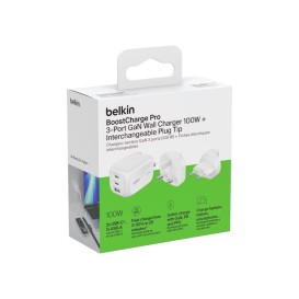 Chargeur secteur Belkin GaN 100W 3 ports adaptateur voyage - Noir photo 6