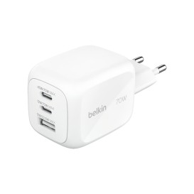Chargeur secteur Belkin GaN 3 ports 70W avec adaptateurs voyage - Blanc photo 1