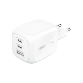 Chargeur secteur Belkin GaN 3 ports 70W avec adaptateurs voyage - Blanc photo 1