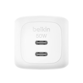 Chargeur secteur GaN 50W 2 ports avec câble USB-C 1m Belkin - Blanc photo 3