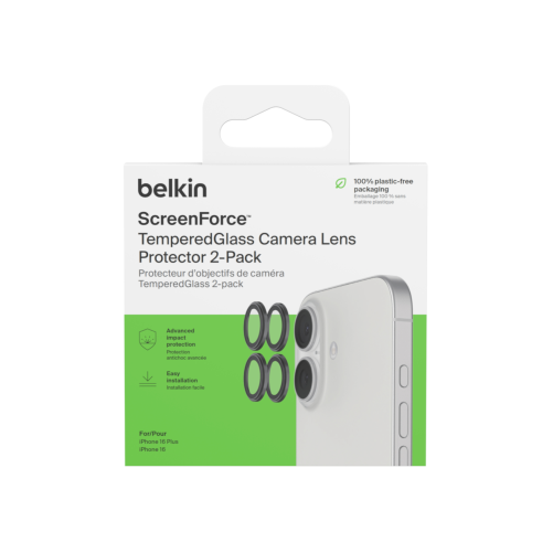 Lot de 2 verres trempés caméra arrière Belkin iPhone 16 et 16 Plus photo 3