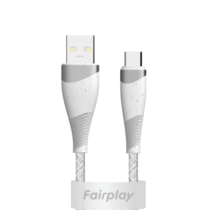 Câble USB C tressé Blanc - 1m photo1
