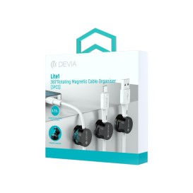 Ensemble de 3 Supports Magnétiques pour Câbles 360° - Noir - DEVIA photo 1