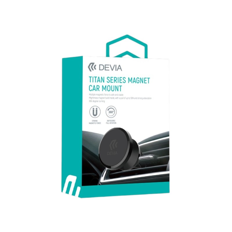 Support de Téléphone Magnétique pour Ventilation de Voiture - Série Titan - Noir - Devia photo 1