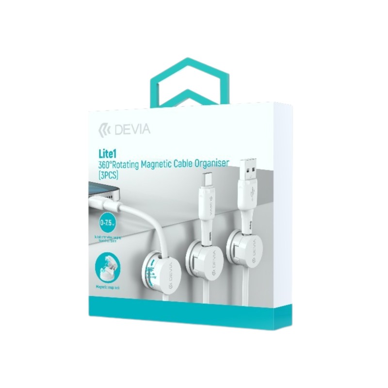 Kit Magnétique de Gestion des Câbles 360° Lite1 - Blanc - Devia photo 1
