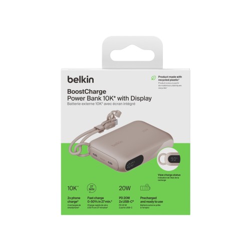 Batterie Externe 10000 mAh avec Affichage Intégré - Sable - Belkin photo 1