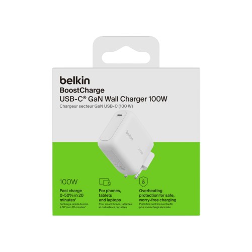 Adaptateur secteur GaN USB-C 100W - Blanc - Belkin photo 1
