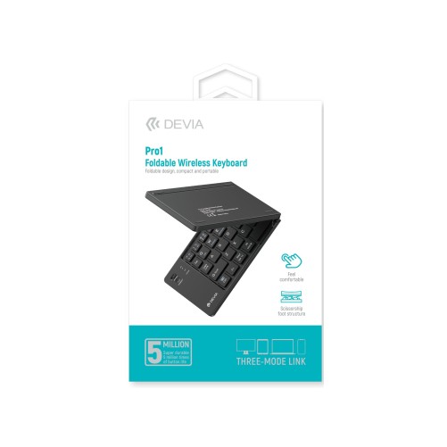 Clavier Pliable Bluetooth avec Touchpad QWERTY Pro1 - Noir - Devia photo 1