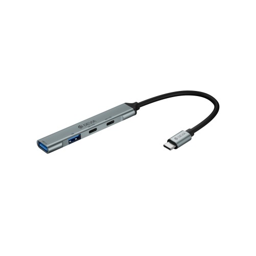Adaptateur Hub USB-C 4-en-1 pour PC Portable - Anthracite - Devia photo 2