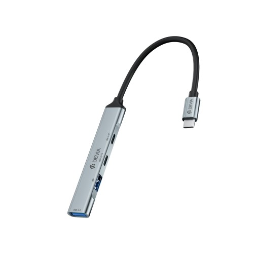 Adaptateur Hub USB-C 4-en-1 pour PC Portable - Anthracite - Devia photo 3