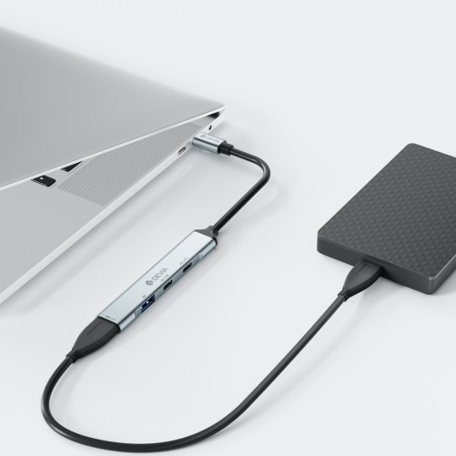 Adaptateur Hub USB-C 4-en-1 pour PC Portable - Anthracite - Devia photo 4
