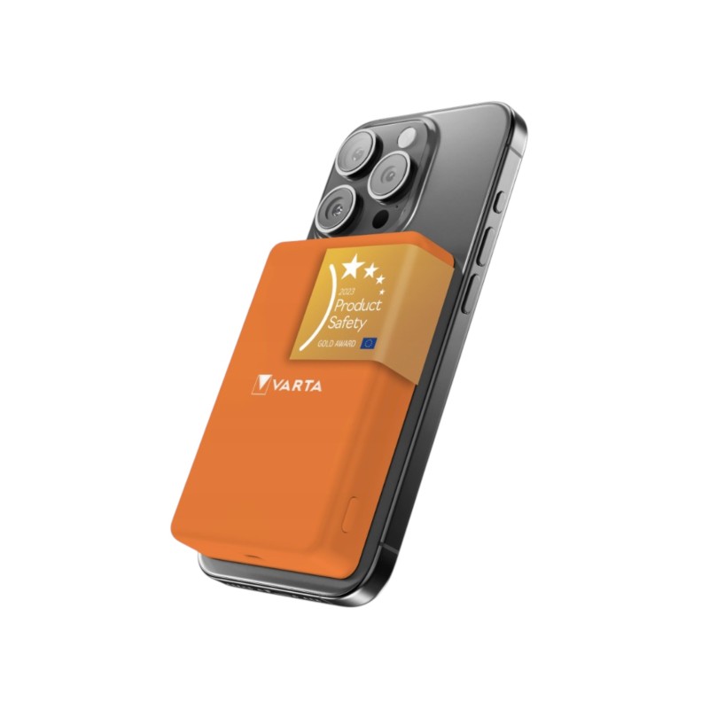 Batterie externe Mag Pro sans fil pour smartphones compatibles MagSafe et Qi - Orange - VARTA photo 1