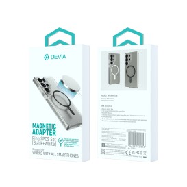 Ensemble de Deux Anneaux MagSafe pour Coque Universelle de Smartphone - Noir et Blanc - Devia photo 1