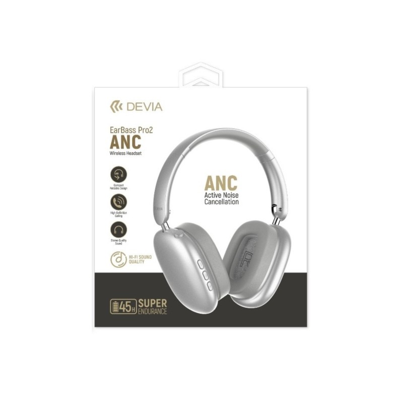 Casque sans fil EarBass Pro2 - Argent - Devia photo 1