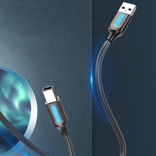 Câble USB 2.0 Mâle A vers Mâle B 0,5m - Noir - Pour Imprimantes et Scanners - Vention photo 1