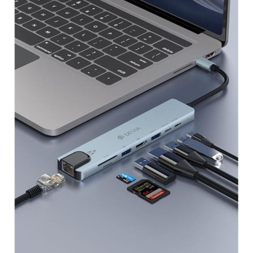 Hub USB-C 8 ports Pro1 - Gris - Devia photo 4