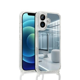 Coque miroir avec cordon iPhone 14 - Blanc photo 1