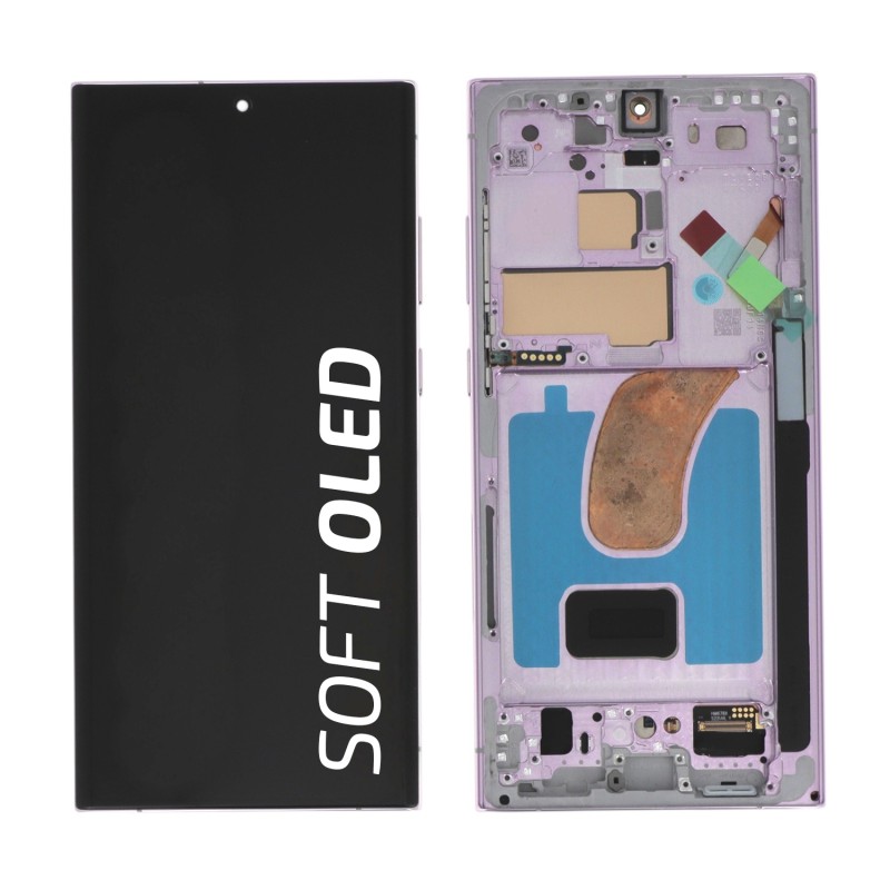 Ecran avec châssis Samsung Galaxy S23 Ultra - Soft OLED - Lavande photo 1