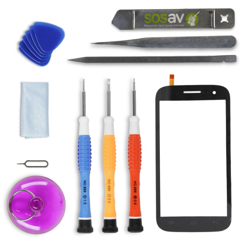 Kit de réparation VItre Tactile Noire - Wiko Cink Five