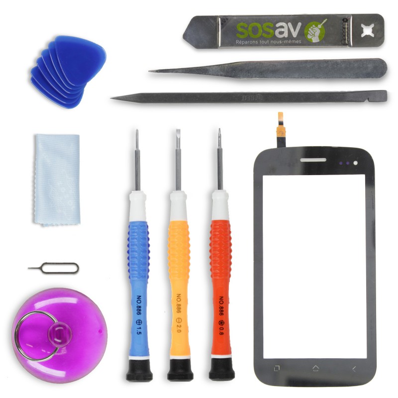 Kit de réparation VItre Tactile Noire - Wiko Cink King