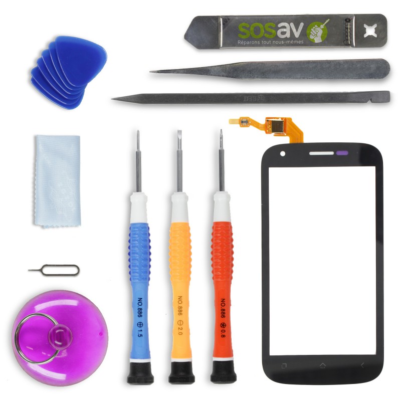 Kit de réparation Vitre Tactile Noire - Wiko Cink Peax