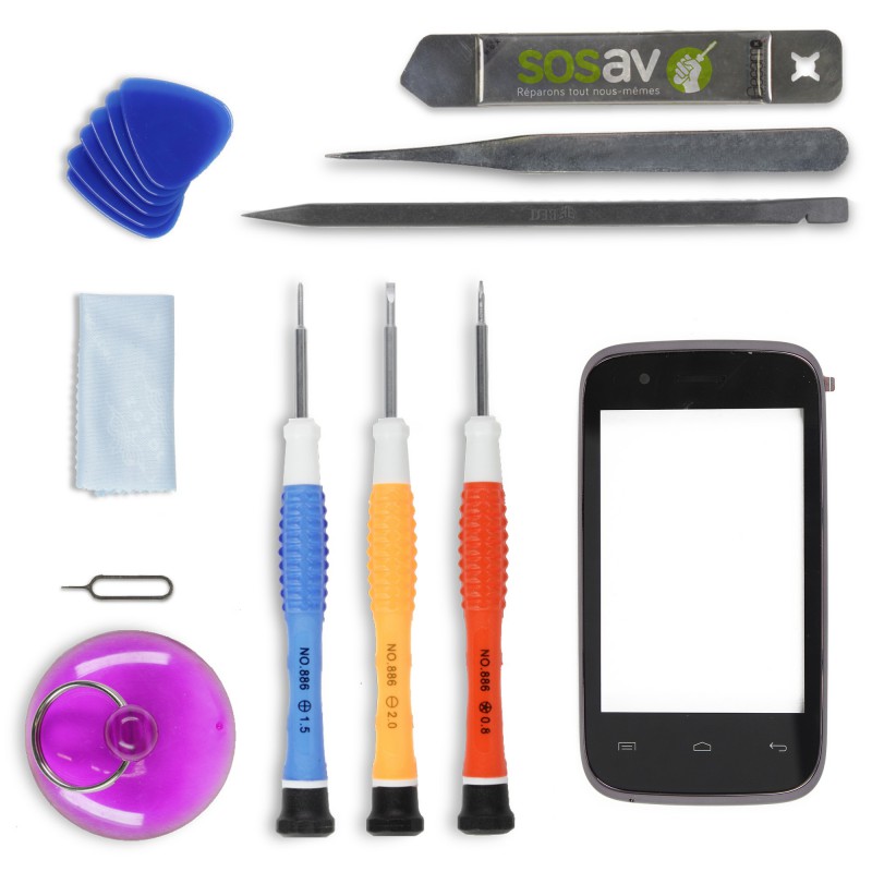 Kit de réparation Vitre Tactile Noire - Wiko Ozzy