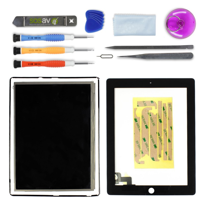 Kit réparation vitre tactile (NOIR) + LCD - iPad 2