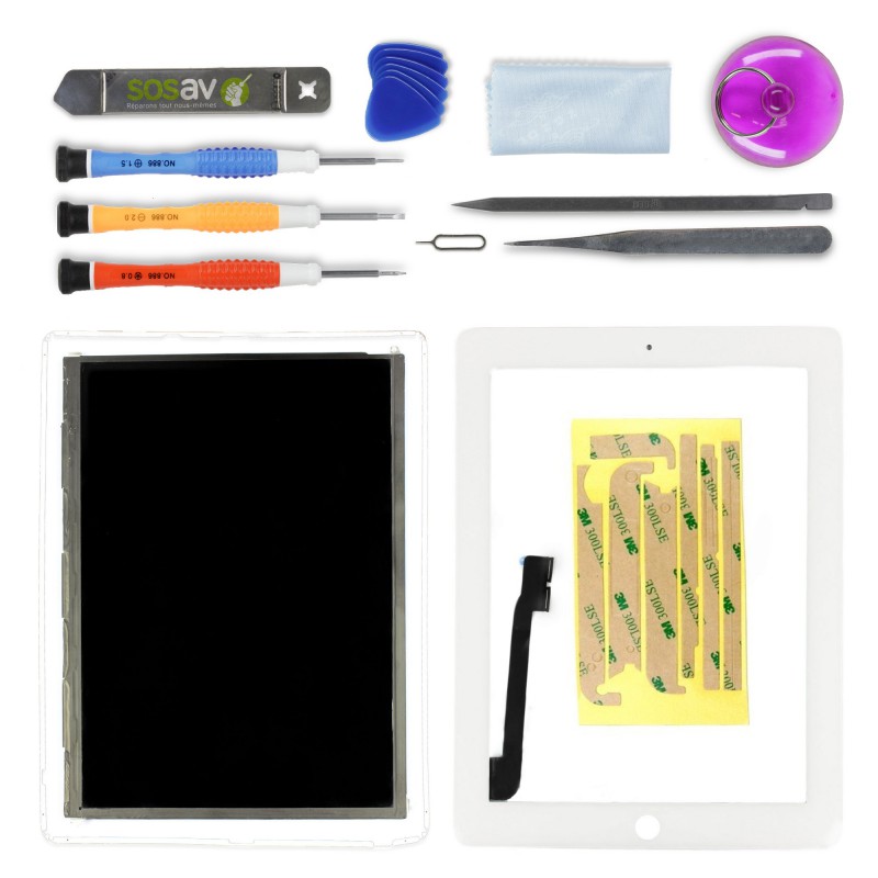 Kit réparation tactile + LCD (BLANC) - iPad 3