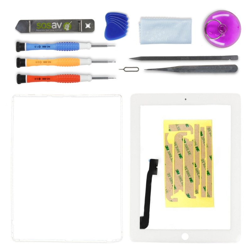 Kit réparation Vitre tactile (BLANC) - iPad 3