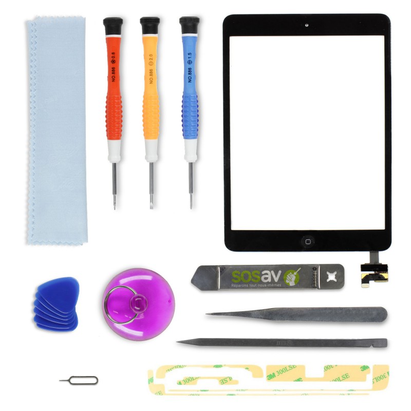 Kit réparation Vitre tactile (NOIR) - iPad Mini / Mini Retina