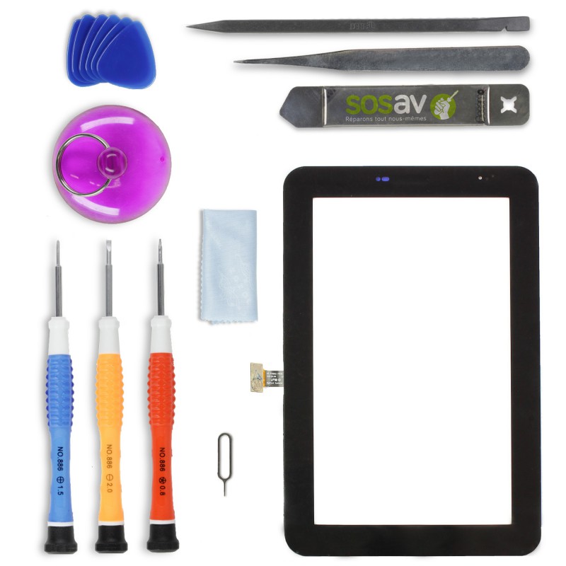 Kit de réparation Vitre Tactile Noire - Galaxy Tab 2 7" WiFi