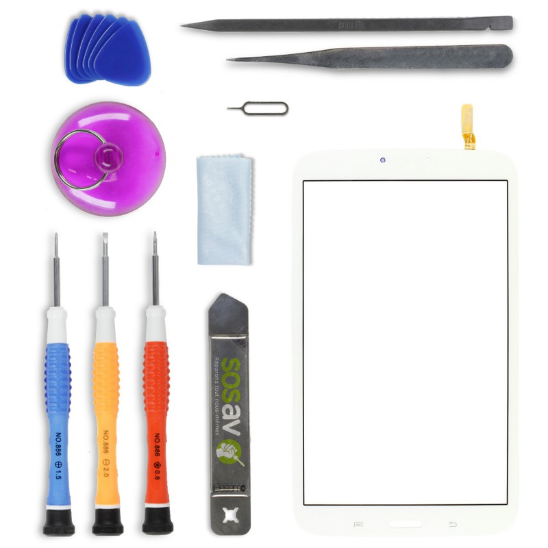 Kit de réparation Vitre Tactile Blanche - Galaxy Tab 3 8"