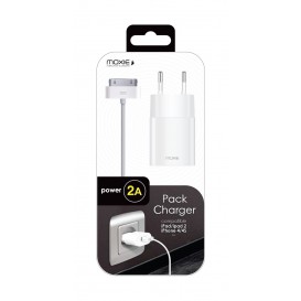 Câble iPad 2/iPhone 4 (30 broches)  + Chargeur secteur 2A